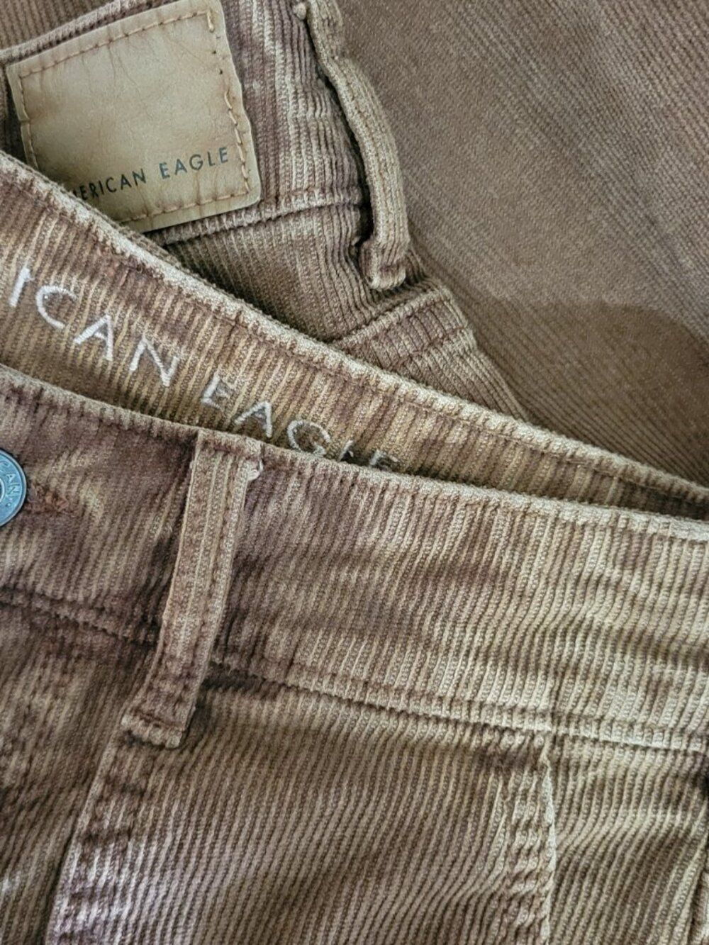 American Eagle Corduroy Pants Juniors 00 Brown High Rise Fun Flare Stretch Retro